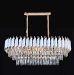 Candelabru Liniar Cristal Majestic Auriu cu Alb Oval, Dimensiuni 80x30 cm, 8xE27 - imagine 2
