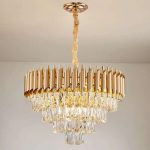 Candelabru cristal auriu majestic rotund 40cm luxury dormitor hol cristale K9 electrogalex