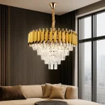 Candelabru cristal auriu majestic rotund 50cm luxury living dormitor dining cristale K9 electrogalex