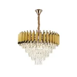 Candelabru Cristal Majestic Auriu Rotund, Diametru 50 cm, 7xE27 - imagine 2