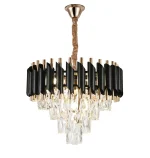 Candelabru Rotund Cristal Majestic Auriu cu Negru, Diametru 40 cm, 4xE27 - imagine 2