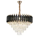 Candelabru Mare Cristal Majestic Auriu cu Negru Rotund, Diametru 50 cm, 7xE27 - imagine 2