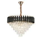 Candelabru de Lux Cristal Majestic Auriu cu Negru Rotund, Diametru 60 cm, 8xE27 - imagine 2