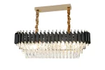 Candelabru Liniar Cristal Majestic Auriu cu Negru Oval, Lungime 80 cm, 8xE27 - imagine 3