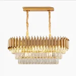 Candelabru Cristal Majestic Auriu Linear, Oval 80x30 cm, 8xE27 - imagine 3