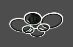 Lustră LED 6 cercuri Negru cu telecomandă, 112W - imagine 2