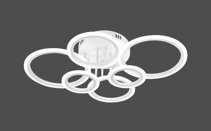 Lustră LED 6 cercuri cu telecomandă, 112W, Alb Mat - imagine 2