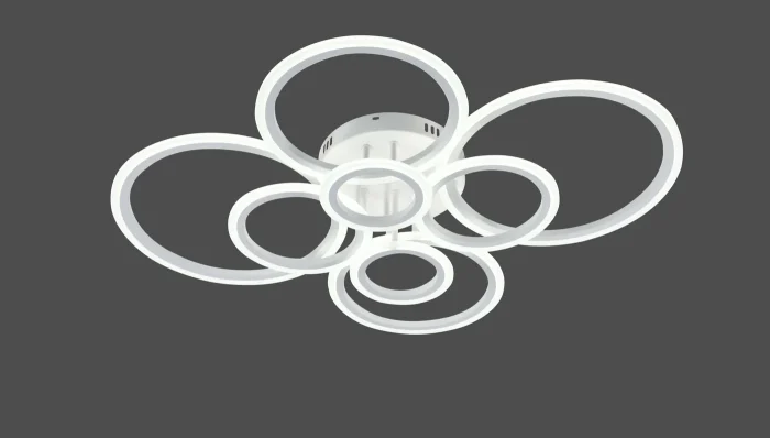 Lustră LED 8 cercuri cu telecomandă, 180W, Alb Mat - imagine 2