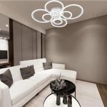 Lustră LED 8 cercuri cu telecomandă 180W Alb Mat living mare