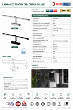 Fișă tehnică ilustrată lampă LED pentru oglindă Horoz Electric ANKA-12 12W IP45 crom