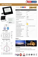 Fișă tehnică proiector LED ASLAN 30W IP65 – dimensiuni și caracteristici