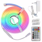 Kit banda LED digitala RGB 5m si 10m pachet complet gata de utilizare cu alimentator si telecomanda sincronizare muzica si voce protectie silicon IP65