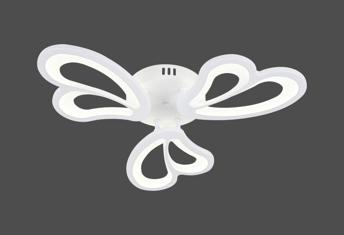 Lustră LED cu Telecomandă 48W, Design Floral Minimalist cu 3 Petale, Diametru 40cm, Lumină Reglabilă, Alb Mat - imagine 2