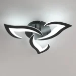 Lustră LED Arctic Petal Noir Trio, 54W, Design Floral Abstract Alb-Negru, cu Telecomandă - imagine 2
