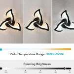 Lustră LED Arctic Petal Noir Trio, 54W, Design Floral Abstract Alb-Negru, cu Telecomandă - imagine 3
