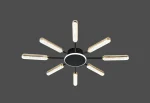 Lustră LED 130W, Design Radial cu 8 Brațe (4+4), Telecomandă, Lumină Reglabilă, Negru Mat cu Accente Aurii - imagine 2