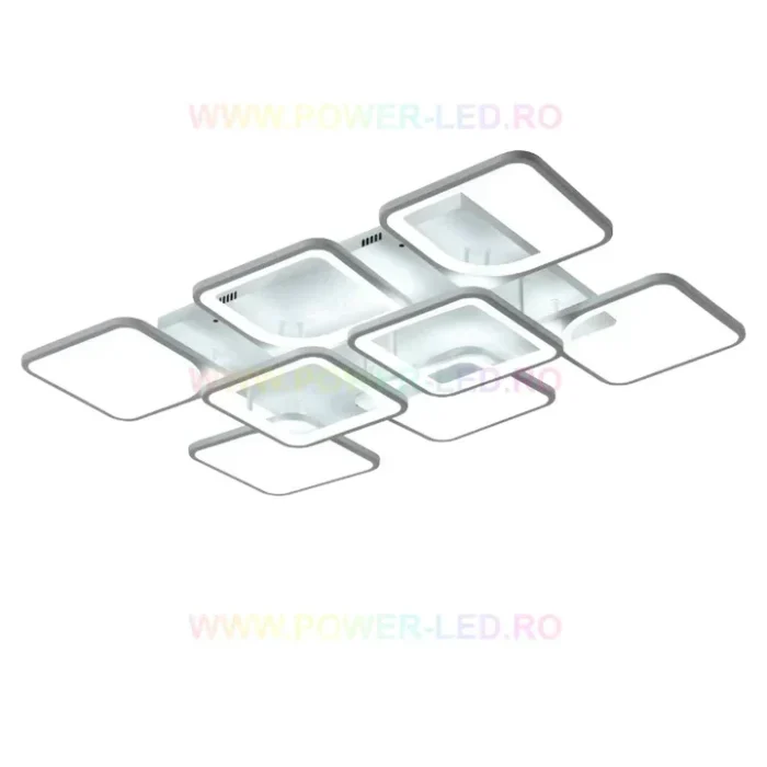 Lustră LED 8 pătrate Albă cu telecomandă, 260W - imagine 2