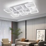 Lustră LED 8 pătrate Albă cu telecomandă, 260W - imagine 4
