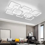Lustră LED 8 pătrate Albă cu telecomandă, 260W
