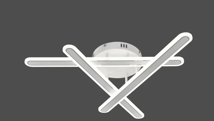 Lustră LED 108W, Design Abstract cu 3 Brațe Liniare Asimetrice, Telecomandă, Diametru 71cm, Lumină Reglabilă, Alb cu Crom - imagine 2
