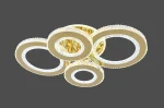 Lustră LED 148W, 4 Cercuri Intercalate, Telecomandă, Lumină Reglabilă, Auriu Lucios cu Efect de Diamant - imagine 2