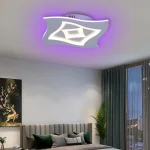 Lustră LED RGB cu Telecomandă, Ondulată, 83W, Dimabilă, Alb Mat, 40 cm - imagine 3
