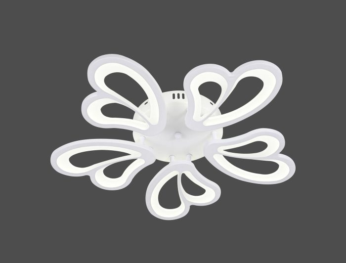 Lustră LED cu Telecomandă 80W, Design Floral Minimalist cu 5 Petale, Diametru 63cm, Lumină Reglabilă, Alb Mat - imagine 2