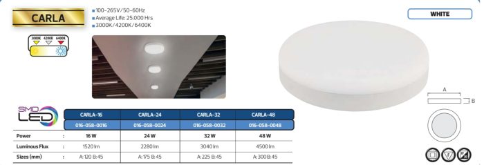 Plafonieră LED Circulară 24W, Model Carla, Alb Neutră 4200k, 2280lm, Montaj Aplicat, Albă - imagine 3