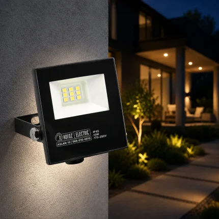 Proiector LED ASLAN 10W negru, 1100 lm, lumină rece 6400K, IP65