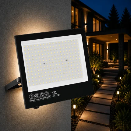 Proiector LED ASLAN 200W negru, 21.160 lm, lumină rece 6400K, IP65