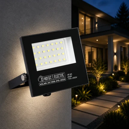 Proiector LED ASLAN 20W negru, 2200 lm, lumină rece 6400K, IP65
