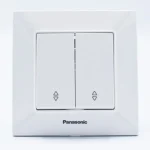 Intrerupator dublu cap-scara Panasonic Arkedia Slim alb 2 clape material ABS rezistent 10AX 250V montaj incastrat certificari VDE CE rama inclusa