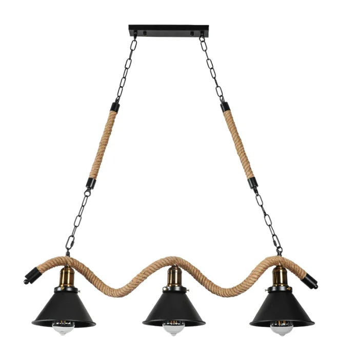Lustră tip Pendul 3 Surse Rustic-Industrial E27, L78 cm - imagine 2