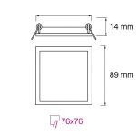 Spot LED Incastrat Patrat Slim 3W Lumina Neutra Alb Metal 89x89mm - imagine 2