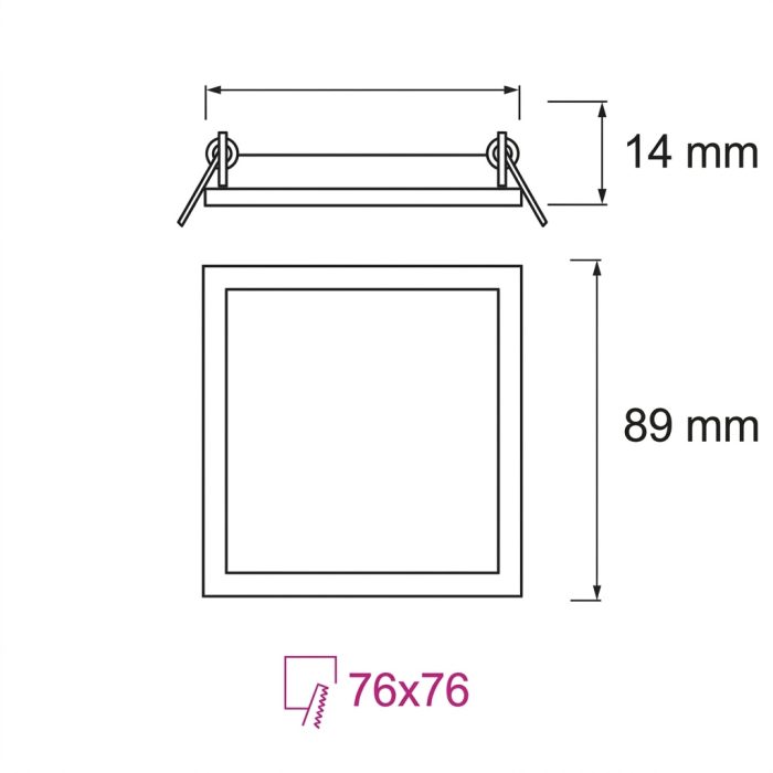 Spot LED Incastrat Patrat Slim 3W Lumina Neutra Alb Metal 89x89mm - imagine 2