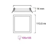 Spot LED Incastrat Patrat Slim 6W Lumina Rece Alb Metal 114x114mm - imagine 2
