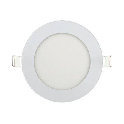 Spot LED incastrat Slim 6W rotund 270 lumeni lumina rece 6400K corpul din metal alb diametru 118.5mm grosime 14mm decupaj 10.8cm driver inclus