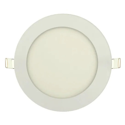 Spot LED incastrat Slim 9W rotund 540 lumeni echivalent bec 45W lumina calda 2700K corpul din metal alb diametru 146mm grosime 14mm decupaj 132mm driver inclus