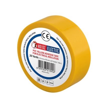 Bandă de izolat galbenă din PVC cu lungime de 20m și lățime de 19mm pentru identificare circuite și instalații