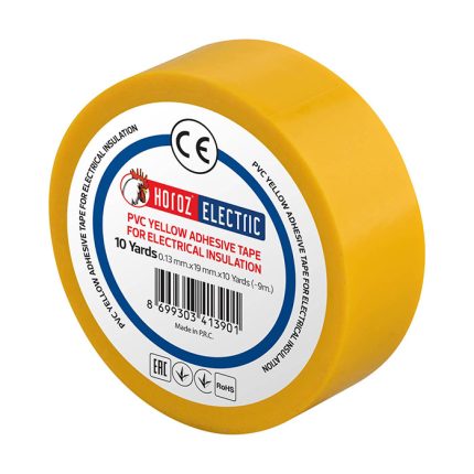 Bandă izolatoare galbenă din PVC cu lungime de 10m pentru izolarea cablurilor și codificarea instalațiilor electrice