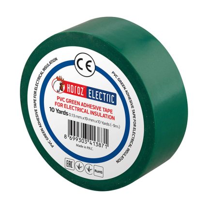 Bandă izolatoare verde din PVC cu lungime de 10m pentru reparații electrice și sortarea cablurilor