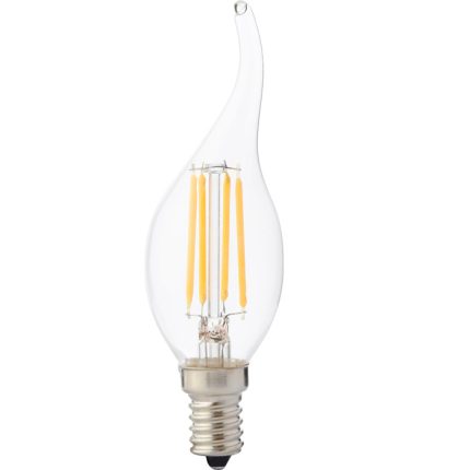 Bec led E14 flacara 4w lumina calda filament tip ba35 transparent