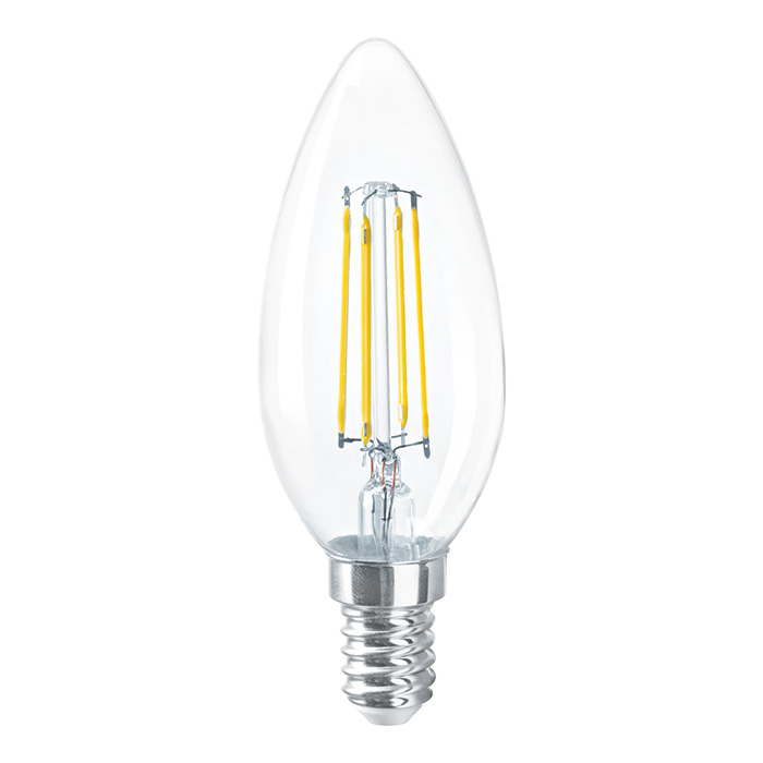 Bec led E14 lumanare 6w 2700k lumina calda filament tip b35 transparent