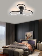 Lustră LED 3 Cercuri Neagră cu Telecomandă, Dimabilă 84W - imagine 3