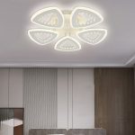 Lustră LED 5 Petale Albă cu Telecomandă Dimabilă 150W