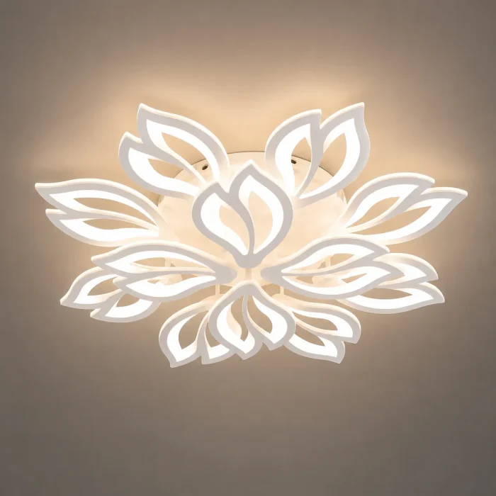 Lustră LED Premium cu Telecomandă 240W, Dimabilă, 3000K-6500K, Design Floral Modern, 76 cm - imagine 2