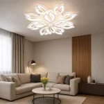 Lustră LED premium cu telecomandă 240W design floral modern alb dimabilă