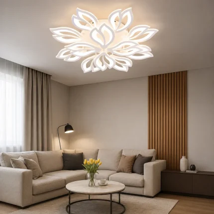 Lustră LED premium cu telecomandă 240W design floral modern alb dimabilă