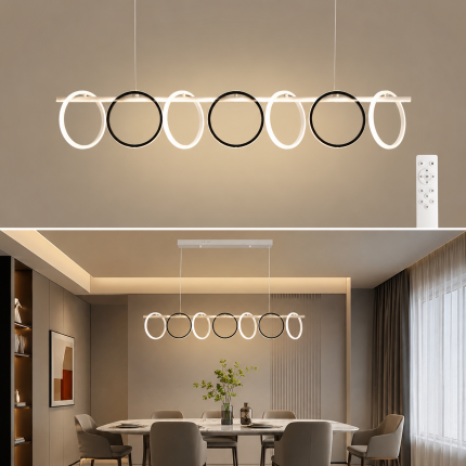 Lustră LED Suspendată cu Inele Alb-Negru Dimabilă 120W
