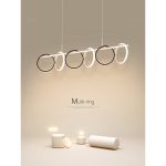 Lustră LED Suspendată cu Inele Alb-Negru, Telecomandă, Dimabilă 120W - imagine 2